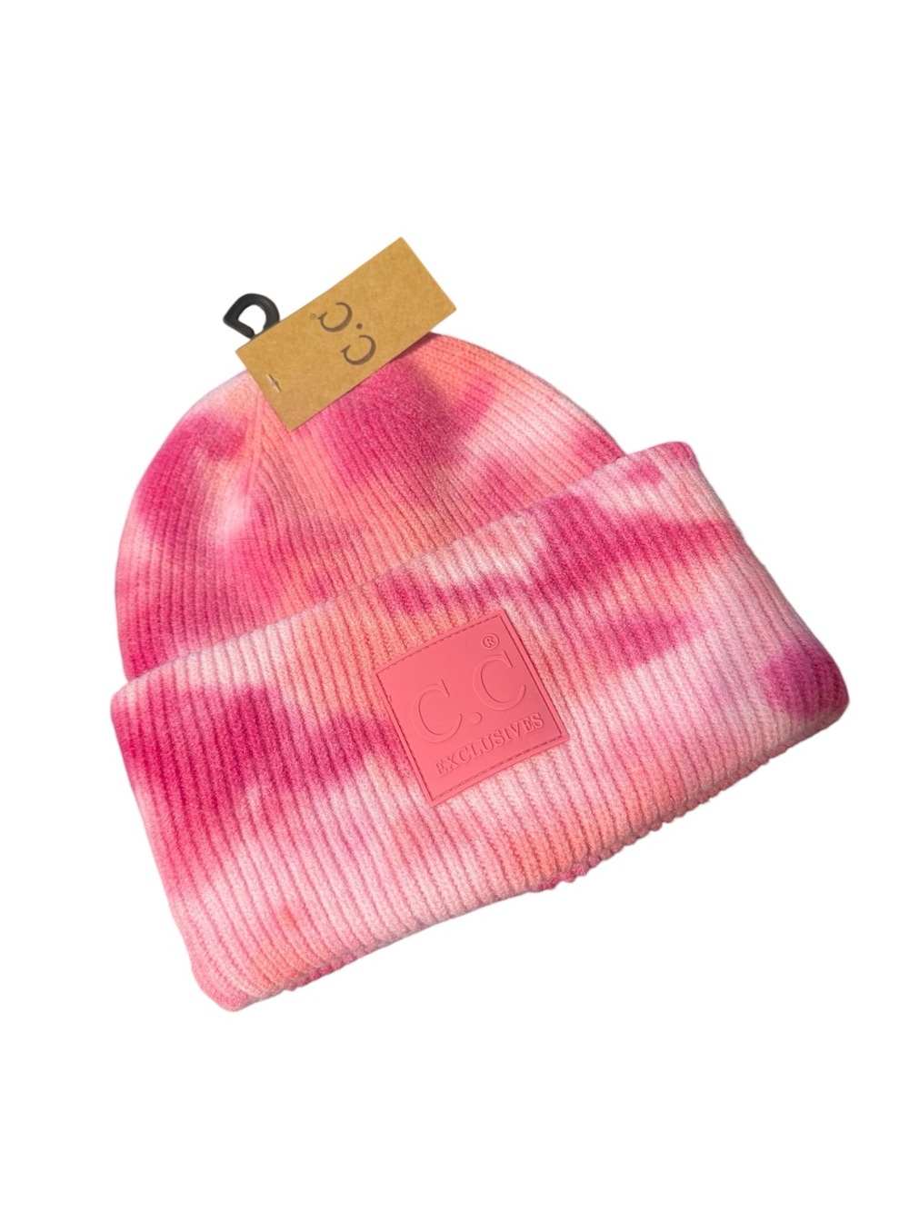 CC Beanie Pink Tie-Dye Ribbed Beanie